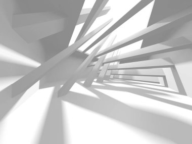 Beyaz Modern Arkaplan. Soyut Bina Konsepti. 3d Hazırlama