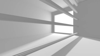 Beyaz Modern Arkaplan. Soyut Bina Konsepti. 3d Hazırlama