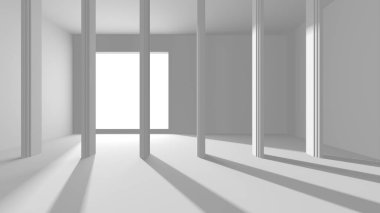 Beyaz Modern Arkaplan. Soyut Bina Konsepti. 3d Hazırlama