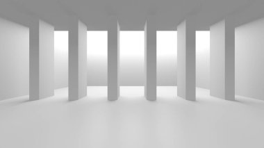 Soyut Beyaz Mimari Tasarım Konsepti. 3d Görüntüleme