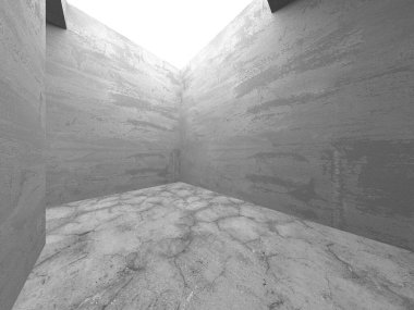 Dark Beton Duvar Mimarisi. Boş Oda. 3d Görüntüleme