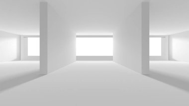 Soyut Beyaz Mimari Tasarım Konsepti. 3d Görüntüleme