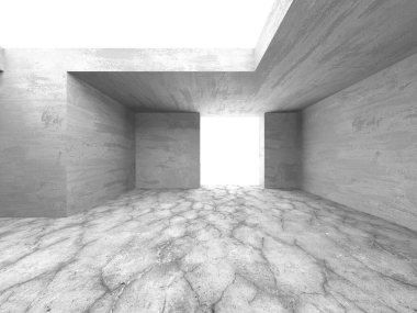 Dark Beton Duvar Mimarisi. Boş Oda. 3d Görüntüleme