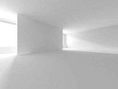 Beyaz Modern Arkaplan. Soyut Bina Konsepti. 3d Hazırlama