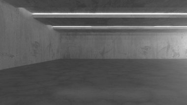 Soyut mimari iç plan. Boş beton oda. 3d hazırlayıcı