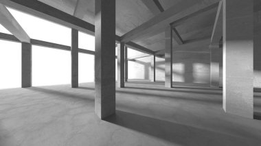 Soyut mimari iç plan. Boş beton oda. 3d hazırlayıcı