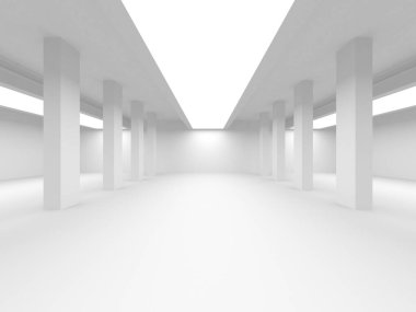 Aydınlatılmış koridor iç tasarımı. Boş Oda İç mimarisi. 3 Boyutlu Hazırlama