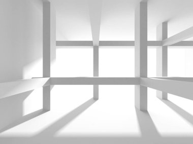 Aydınlatılmış koridor iç tasarımı. Boş Oda İç mimarisi. 3 Boyutlu Hazırlama