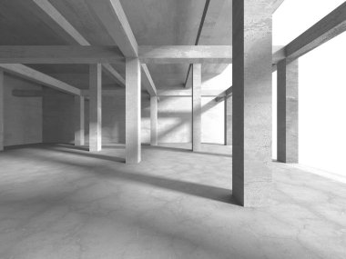 Soyut mimari iç plan. Boş beton oda. 3d hazırlayıcı