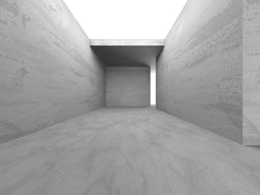 Soyut mimari iç plan. Boş beton oda. 3d hazırlayıcı