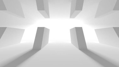 Aydınlatılmış koridor iç tasarımı. Boş Oda İç mimarisi. 3 Boyutlu Hazırlama