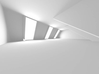 Aydınlatılmış koridor iç tasarımı. Boş Oda İç mimarisi. 3 Boyutlu Hazırlama