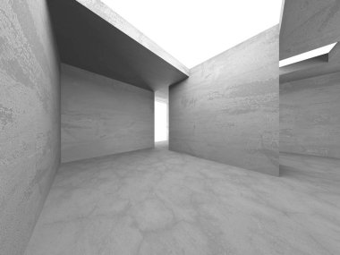 Soyut mimari iç plan. Boş beton oda. 3d hazırlayıcı