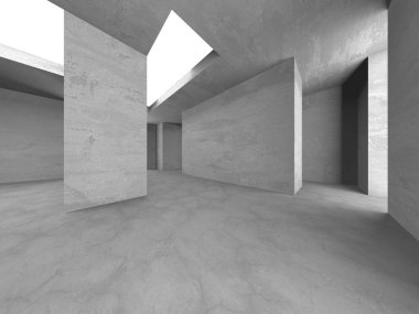 Soyut mimari iç plan. Boş beton oda. 3d hazırlayıcı