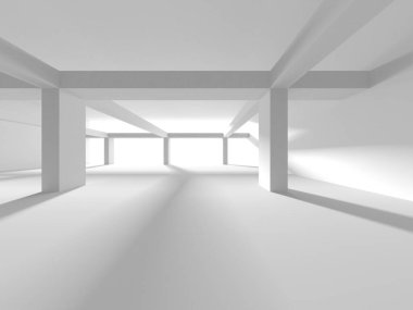 Beyaz Modern Arkaplan. Soyut Bina Konsepti. 3d Hazırlama