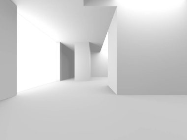 Beyaz Modern Arkaplan. Soyut Bina Konsepti. 3d Hazırlama