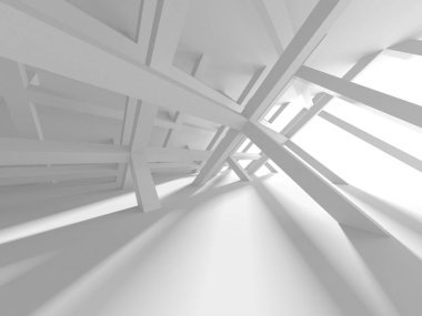 Beyaz Modern Arkaplan. Soyut Bina Konsepti. 3d Hazırlama