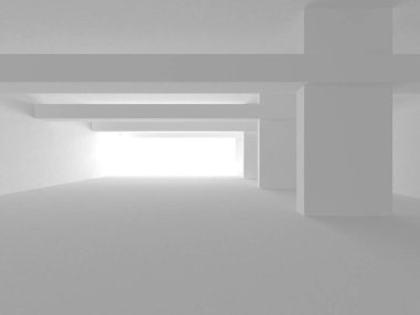 Beyaz Modern Arkaplan. Soyut Bina Konsepti. 3d Hazırlama