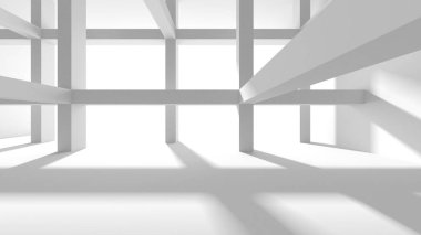 Beyaz Modern Arkaplan. Soyut Bina Konsepti. 3d Hazırlama