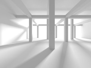 Beyaz Modern Arkaplan. Soyut Bina Konsepti. 3d Hazırlama