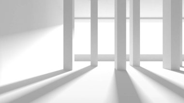 Beyaz Modern Arkaplan. Soyut Bina Konsepti. 3d Hazırlama