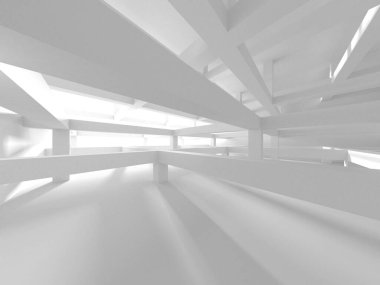 Soyut Beyaz Mimari Tasarım Konsepti. 3d Görüntüleme