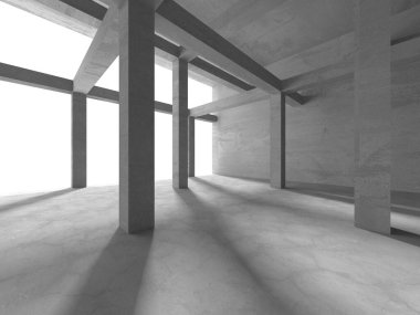 Dark Beton Duvar Mimarisi. Boş Oda. 3d Görüntüleme