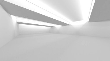 Soyut Beyaz Mimari Tasarım Konsepti. 3d Görüntüleme