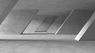 Dark Beton Duvar Mimarisi. Boş Oda. 3d Görüntüleme