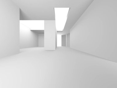 Soyut Beyaz Mimari Tasarım Konsepti. 3d Görüntüleme