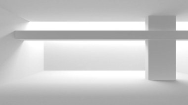 Soyut Beyaz Mimari Tasarım Konsepti. 3d Görüntüleme