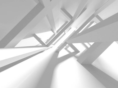 Soyut Beyaz Mimari Tasarım Konsepti. 3d Görüntüleme