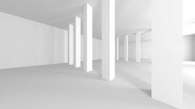 Soyut Beyaz Mimari Tasarım Konsepti. 3d Görüntüleme