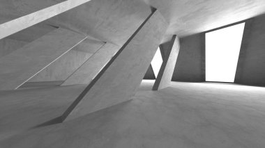 Dark Beton Duvar Mimarisi. Boş Oda. 3d Görüntüleme