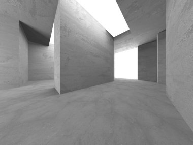 Dark Beton Duvar Mimarisi. Boş Oda. 3d Görüntüleme