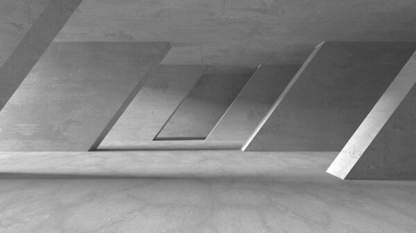 Архитектура темных бетонных стен. В пустой комнате. 3-й Рендер