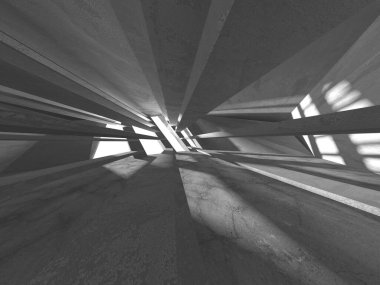 Soyut mimari iç plan. Boş beton oda. 3d hazırlayıcı