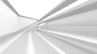 Aydınlatılmış koridor iç tasarımı. Boş Oda İç mimarisi. 3 Boyutlu Hazırlama