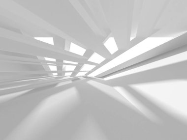 Aydınlatılmış koridor iç tasarımı. Boş Oda İç mimarisi. 3 Boyutlu Hazırlama