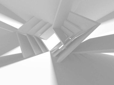 Beyaz Modern Arkaplan. Soyut Bina Konsepti. 3d Hazırlama