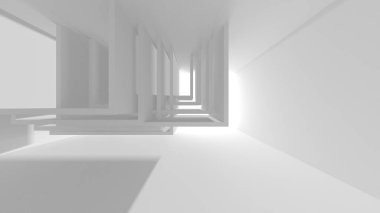 Beyaz Modern Arkaplan. Soyut Bina Konsepti. 3d Hazırlama