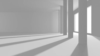 Beyaz Modern Arkaplan. Soyut Bina Konsepti. 3d Hazırlama