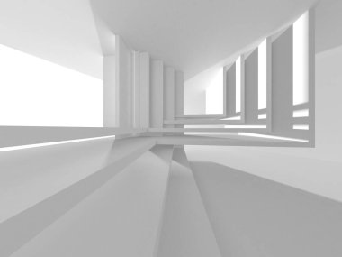 Beyaz Modern Arkaplan. Soyut Bina Konsepti. 3d Hazırlama