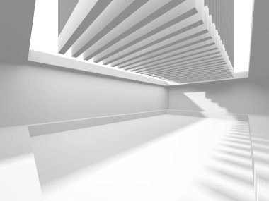 Beyaz Modern Arkaplan. Soyut Bina Konsepti. 3d Hazırlama