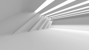 Soyut Beyaz Mimari Tasarım Konsepti. 3d Görüntüleme