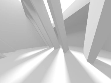 Soyut Beyaz Mimari Tasarım Konsepti. 3d Görüntüleme