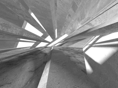 Dark Beton Duvar Mimarisi. Boş Oda. 3d Görüntüleme