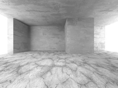 Dark Beton Duvar Mimarisi. Boş Oda. 3d Görüntüleme