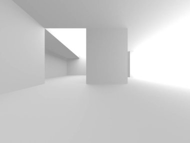 Soyut Beyaz Mimari Tasarım Konsepti. 3d Görüntüleme