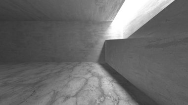 Dark Beton Duvar Mimarisi. Boş Oda. 3d Görüntüleme